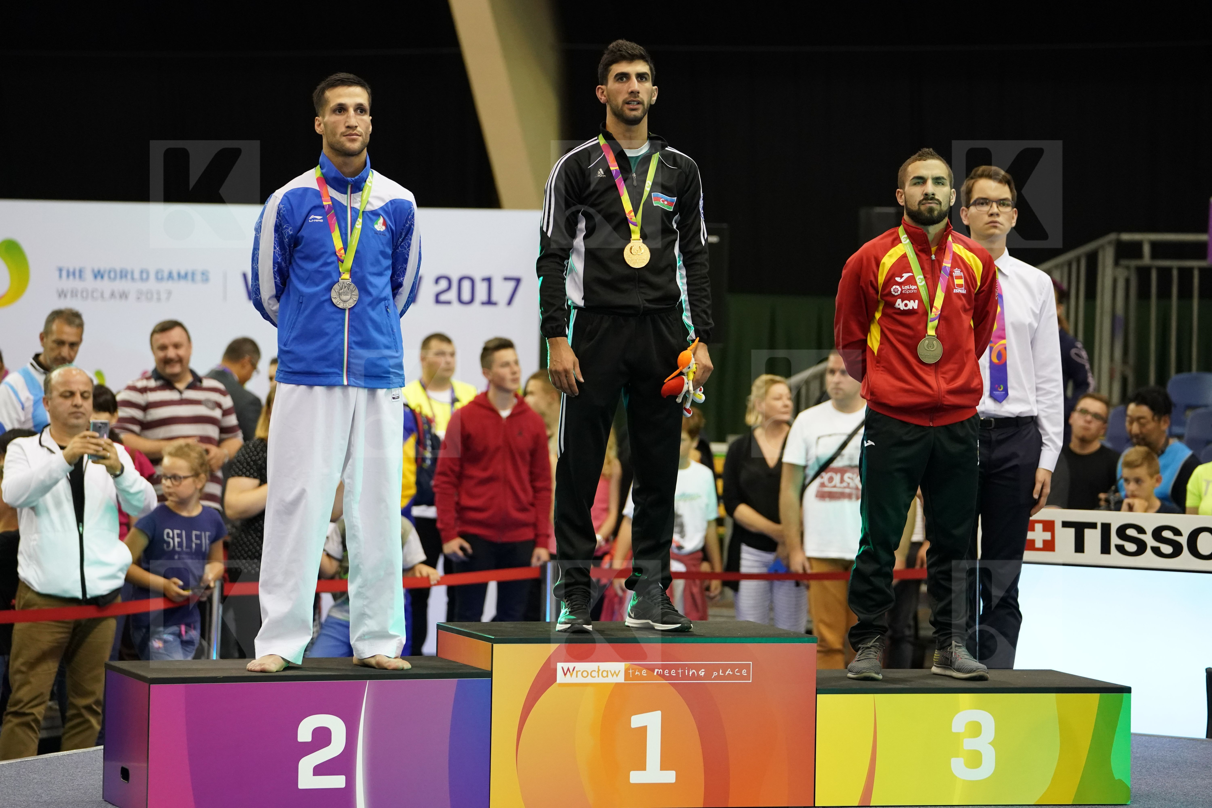 Azerbaijan Farzaliyev Firdosi Gomez Garcia Matias Iran Islamic Republic of Male Kumite -60kg Mehdizadeh Amir podium Spain